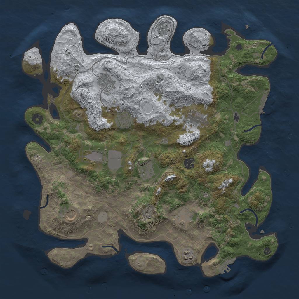 Rust Map: Procedural Map, Size: 4000, Seed: 889832225, 19 Monuments