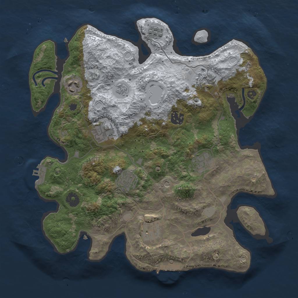 Rust Map: Procedural Map, Size: 3250, Seed: 571451496, 17 Monuments