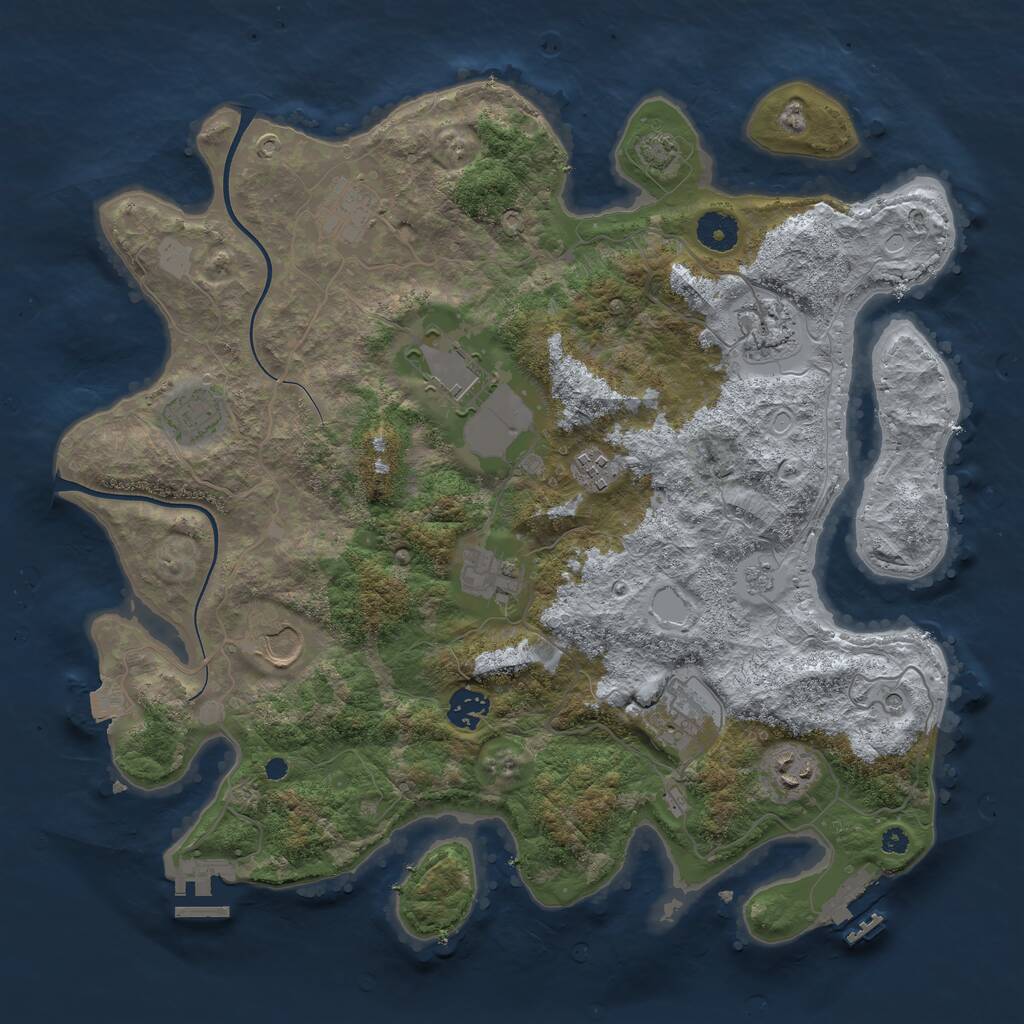 Rust Map: Procedural Map, Size: 3800, Seed: 2525, 16 Monuments