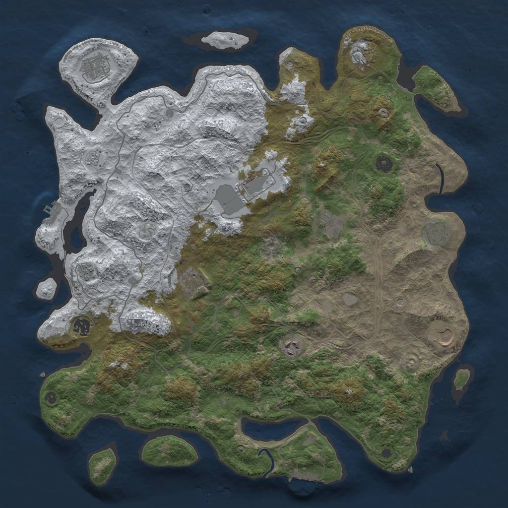 Rust Map: Procedural Map, Size: 4500, Seed: 1513075094, 19 Monuments