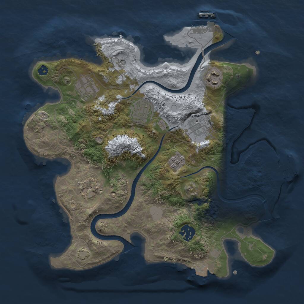 Rust Map: Procedural Map, Size: 3000, Seed: 2441101, 12 Monuments