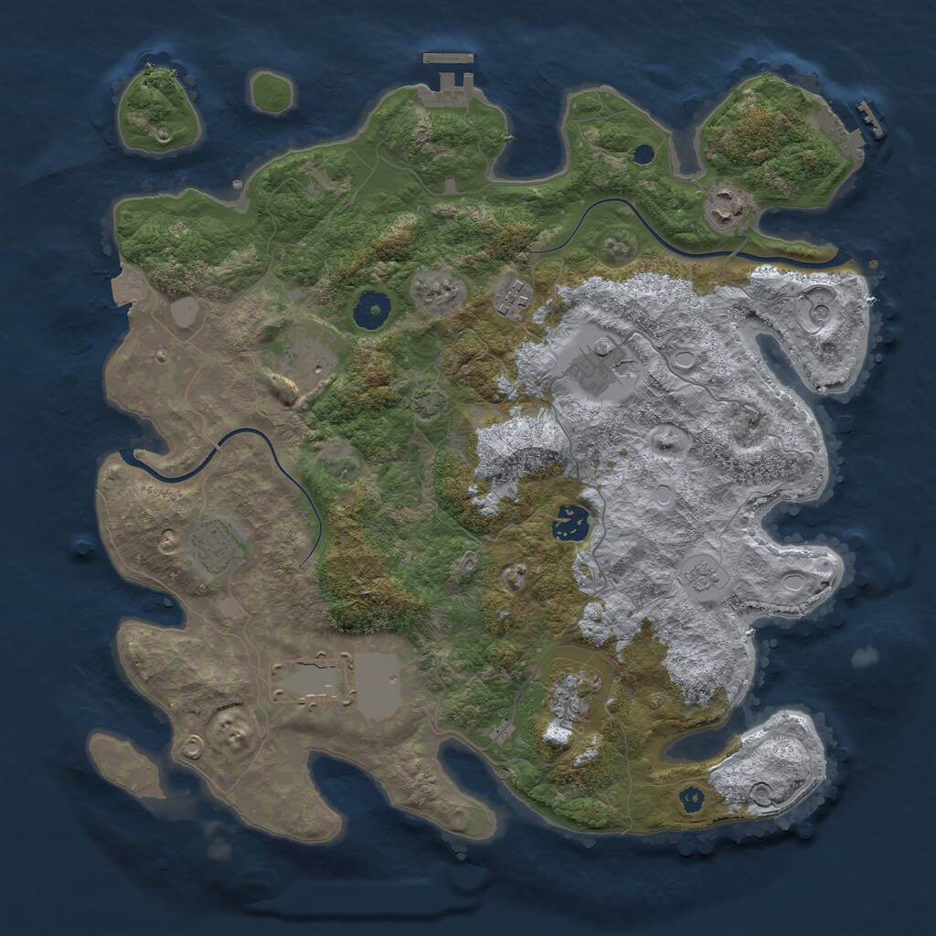 Rust Map: Procedural Map, Size: 3750, Seed: 306222726, 14 Monuments