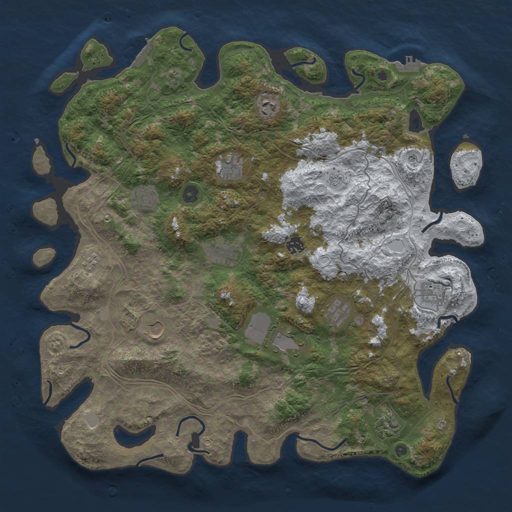 Rust Map: Procedural Map, Size: 4500, Seed: 1596558547, 20 Monuments