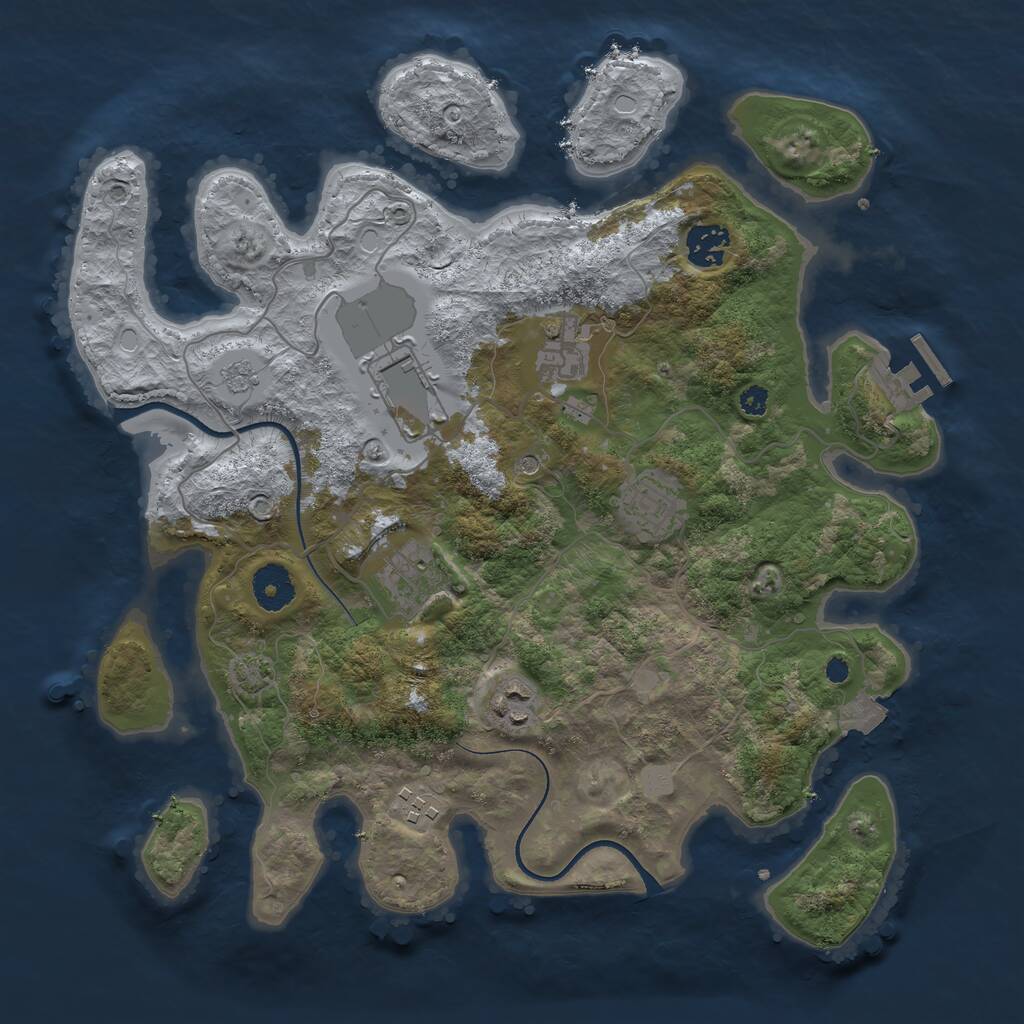 Rust Map: Procedural Map, Size: 3500, Seed: 214542121, 12 Monuments