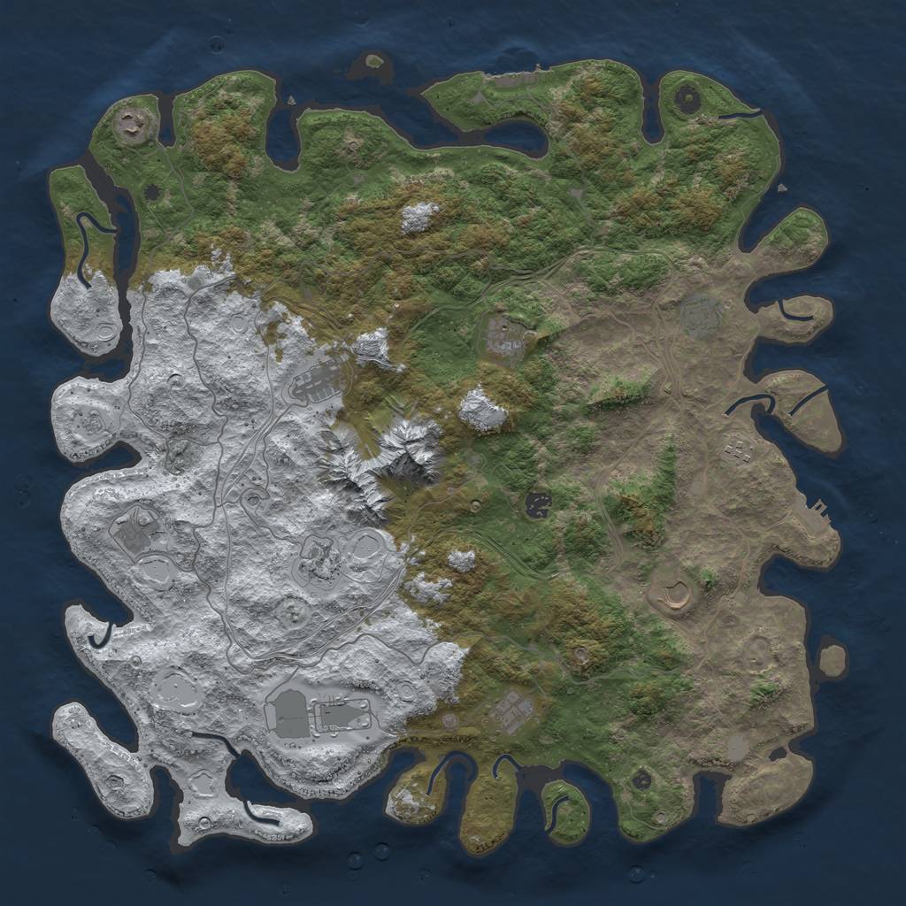 Rust Map: Procedural Map, Size: 5000, Seed: 71302, 20 Monuments