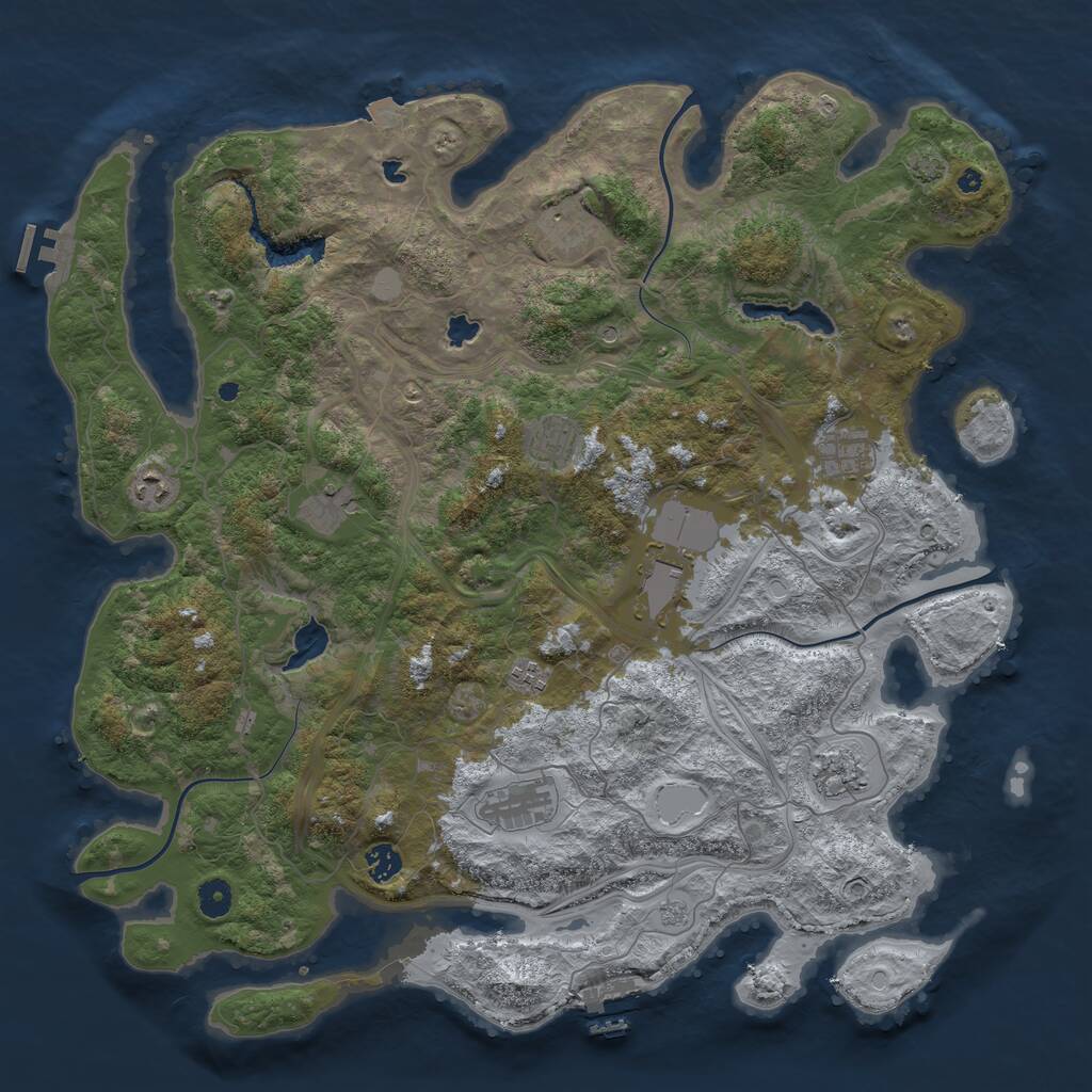 Rust Map: Procedural Map, Size: 4500, Seed: 18659486, 16 Monuments