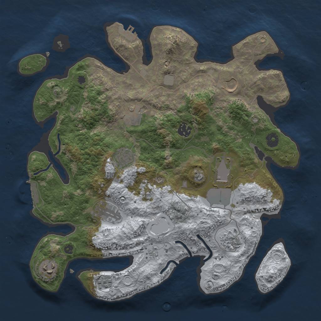 Rust Map: Procedural Map, Size: 3500, Seed: 41895148, 18 Monuments