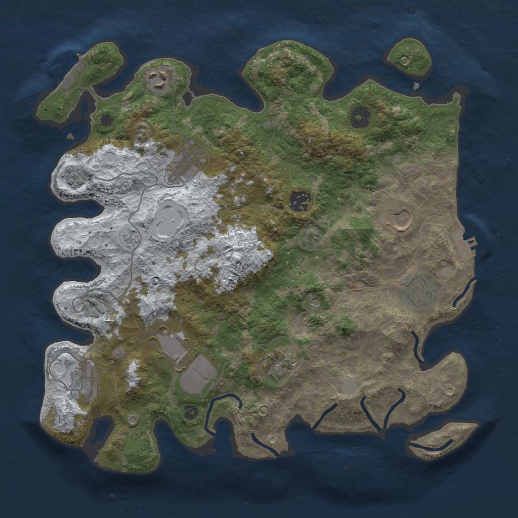 Rust Map: Procedural Map, Size: 3600, Seed: 4256, 18 Monuments