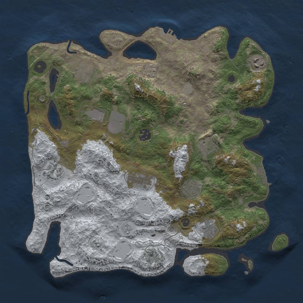 Rust Map: Procedural Map, Size: 3700, Seed: 1048534476, 19 Monuments