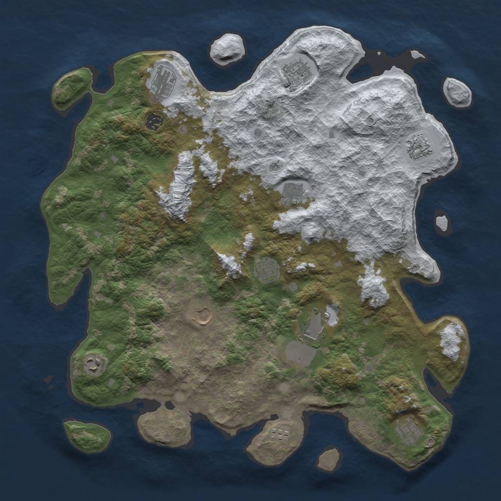 Rust Map: Barren, Size: 4500, Seed: 1881480470, 14 Monuments