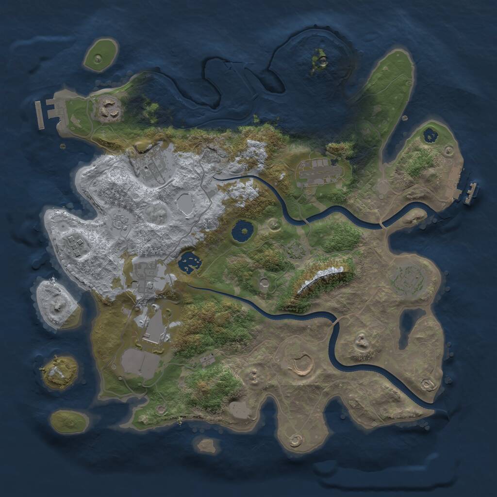 Rust Map: Procedural Map, Size: 3500, Seed: 147175581, 15 Monuments