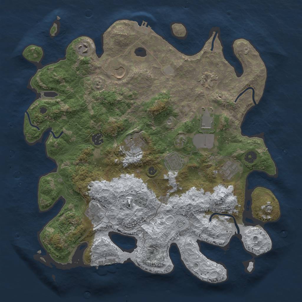 Rust Map: Procedural Map, Size: 3800, Seed: 1805029561, 19 Monuments