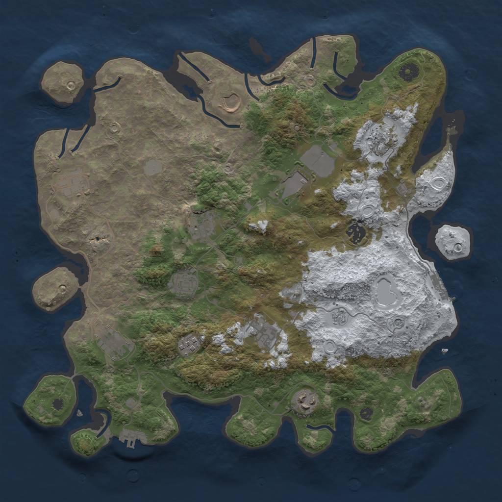 Rust Map: Procedural Map, Size: 3950, Seed: 621933367, 20 Monuments