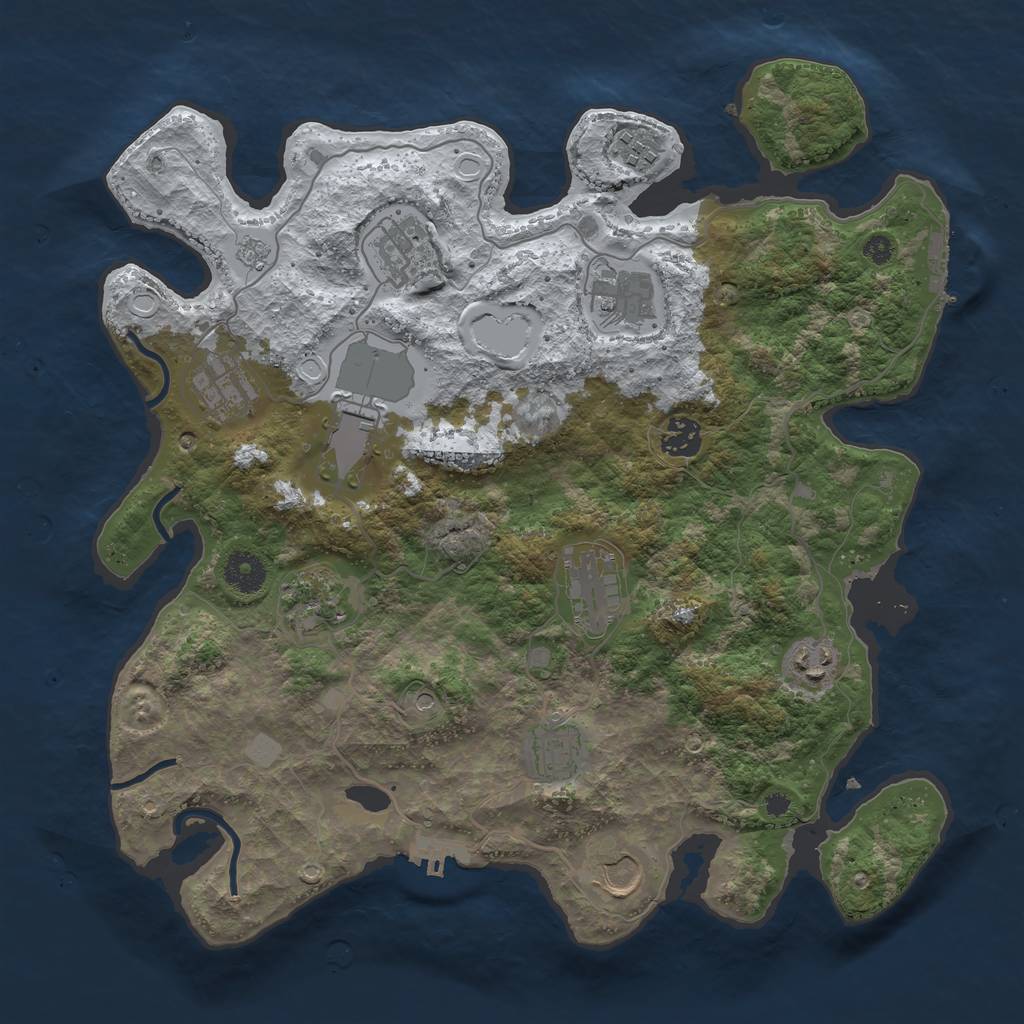 Rust Map: Procedural Map, Size: 3700, Seed: 366239422, 20 Monuments