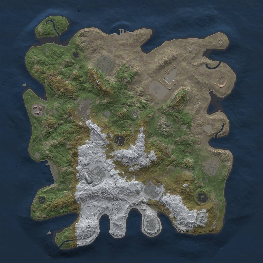 Rust Map: Procedural Map, Size: 3750, Seed: 377709235, 20 Monuments