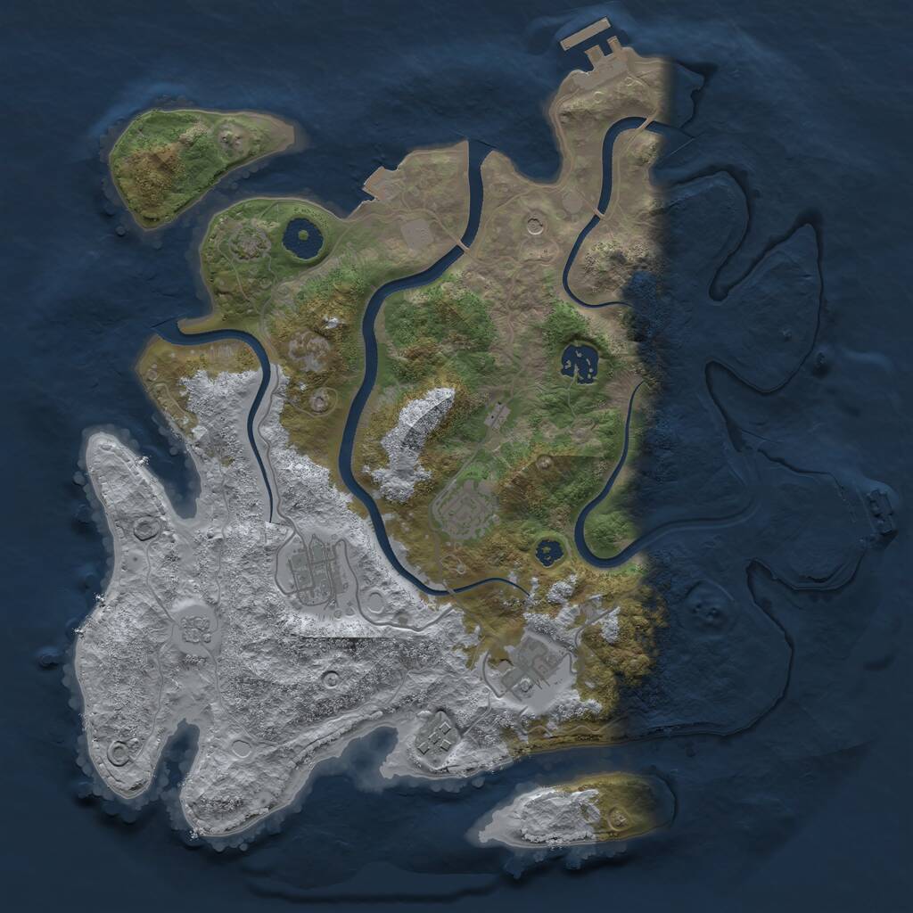 Rust Map: Procedural Map, Size: 3500, Seed: 825242307, 11 Monuments