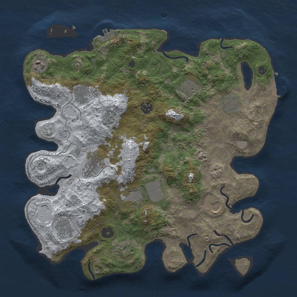 Rust Map: Procedural Map, Size: 3750, Seed: 460627507, 20 Monuments