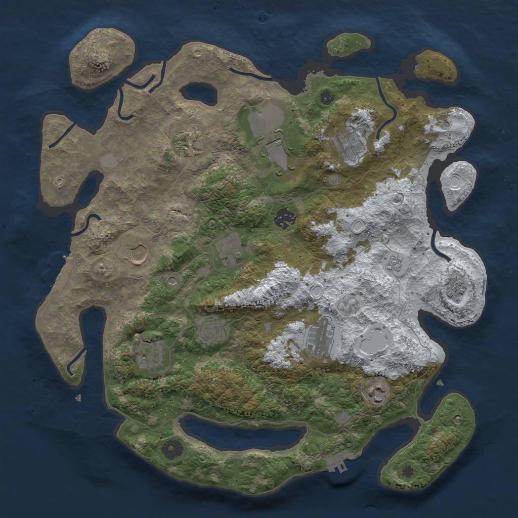 Rust Map: Procedural Map, Size: 3850, Seed: 1919343262, 20 Monuments