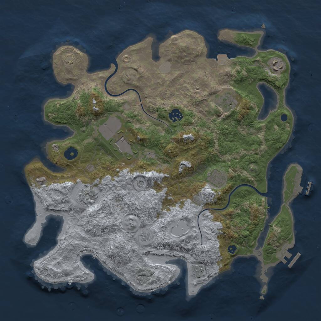 Rust Map: Procedural Map, Size: 3700, Seed: 395693377, 13 Monuments