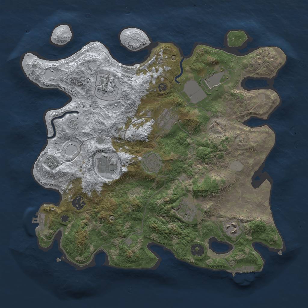Rust Map: Procedural Map, Size: 3500, Seed: 1080362574, 18 Monuments