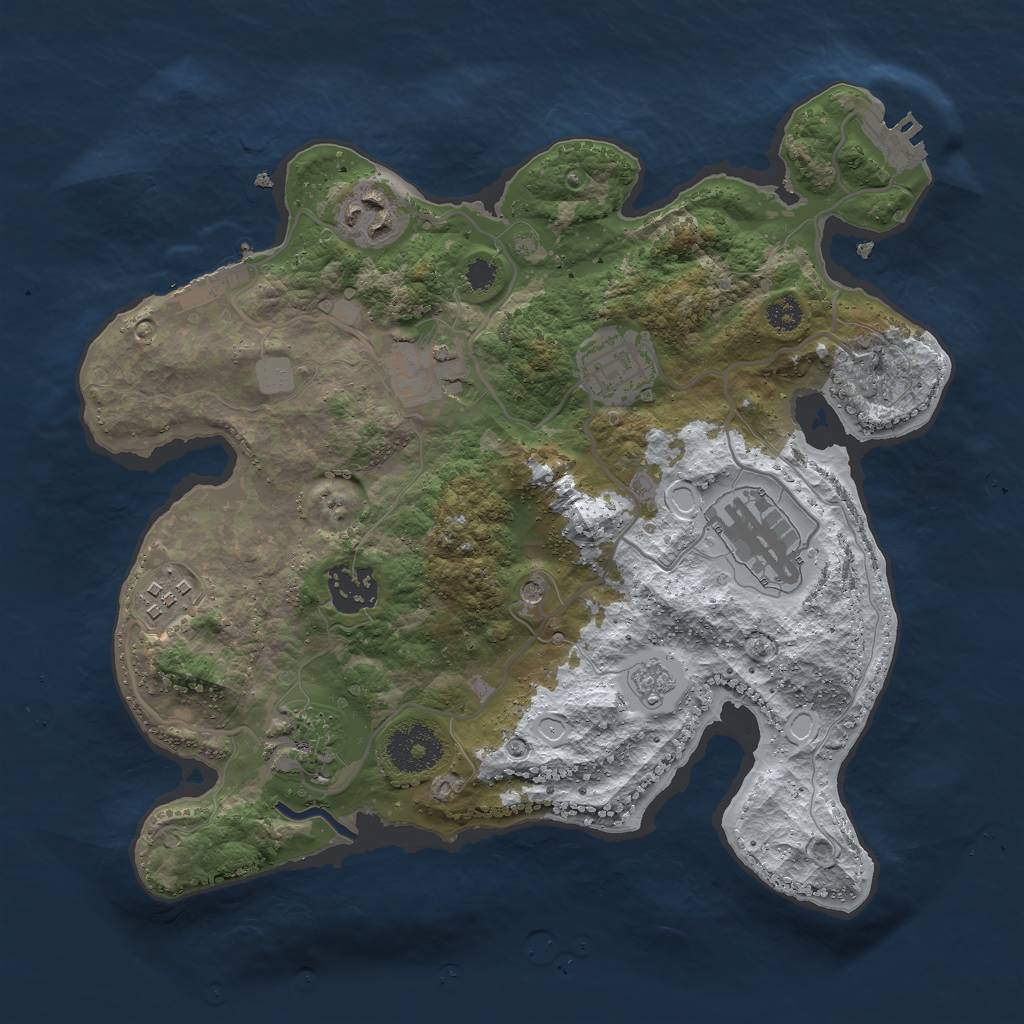 Rust Map: Procedural Map, Size: 3000, Seed: 1027519034, 16 Monuments
