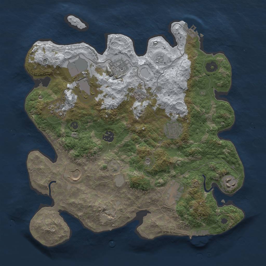 Rust Map: Procedural Map, Size: 3500, Seed: 1968196080, 18 Monuments