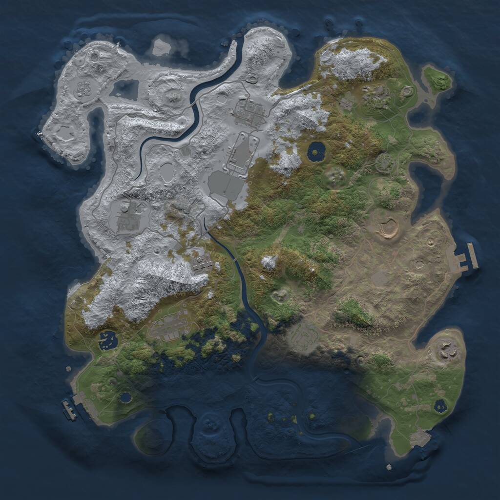 Rust Map: Procedural Map, Size: 3850, Seed: 430505727, 16 Monuments