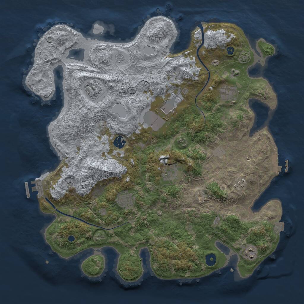Rust Map: Procedural Map, Size: 3850, Seed: 430505727, 14 Monuments