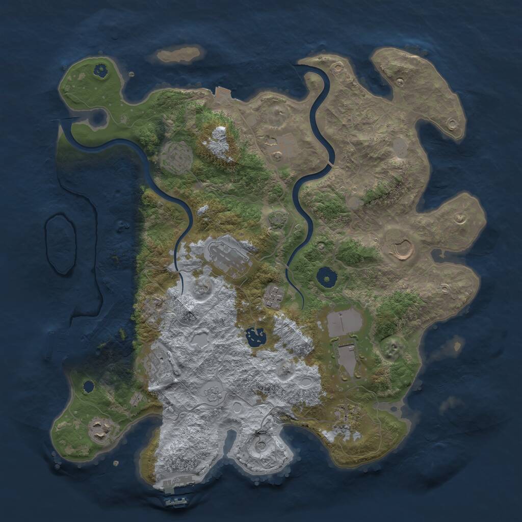 Rust Map: Procedural Map, Size: 3850, Seed: 911941785, 16 Monuments