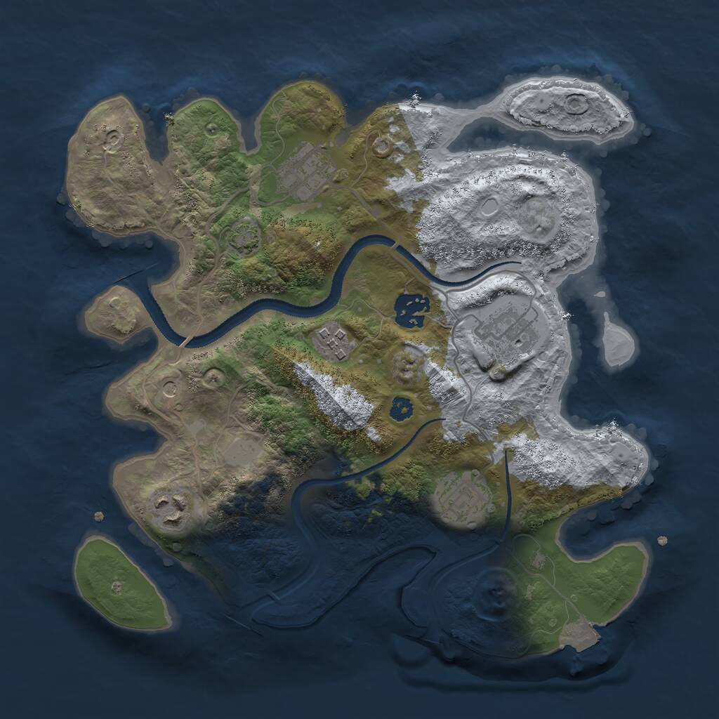 Rust Map: Procedural Map, Size: 3000, Seed: 87569557, 9 Monuments