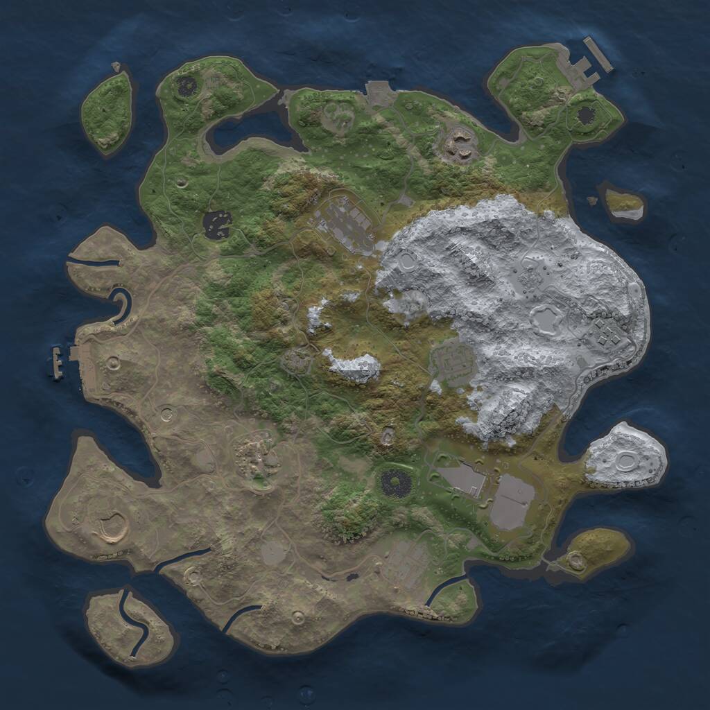 Rust Map: Procedural Map, Size: 3500, Seed: 1188626425, 15 Monuments