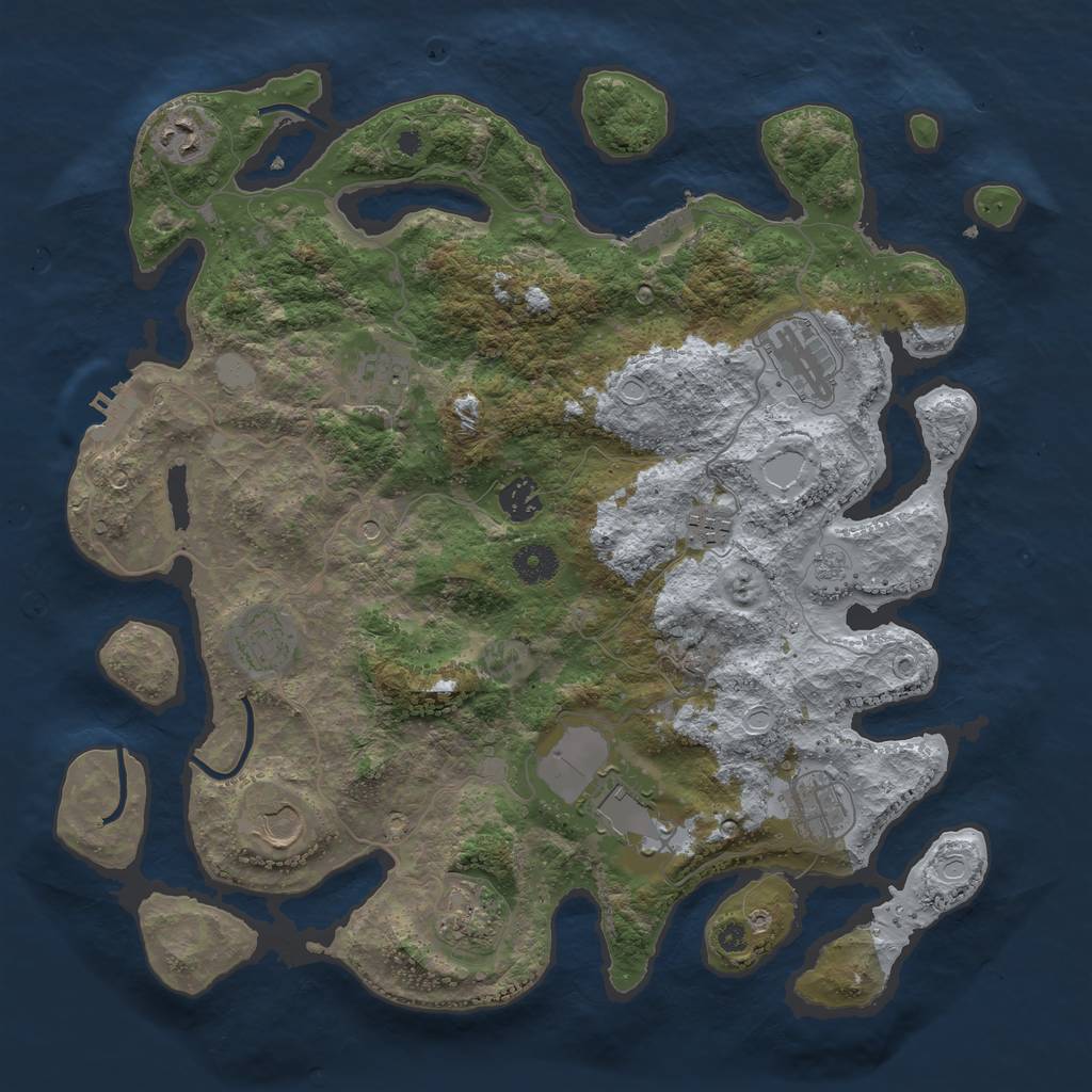 Rust Map: Procedural Map, Size: 3850, Seed: 342706743, 19 Monuments