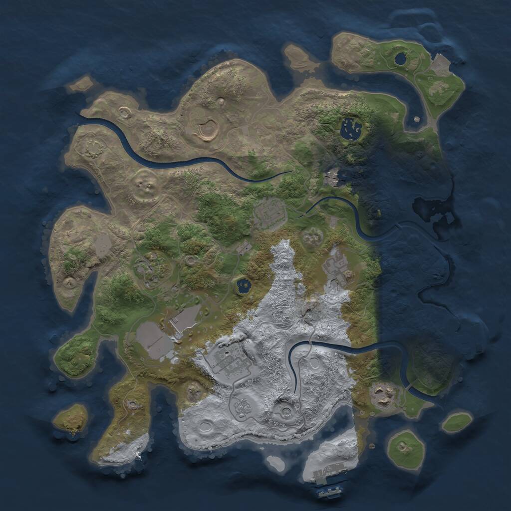 Rust Map: Procedural Map, Size: 3500, Seed: 27913381, 15 Monuments