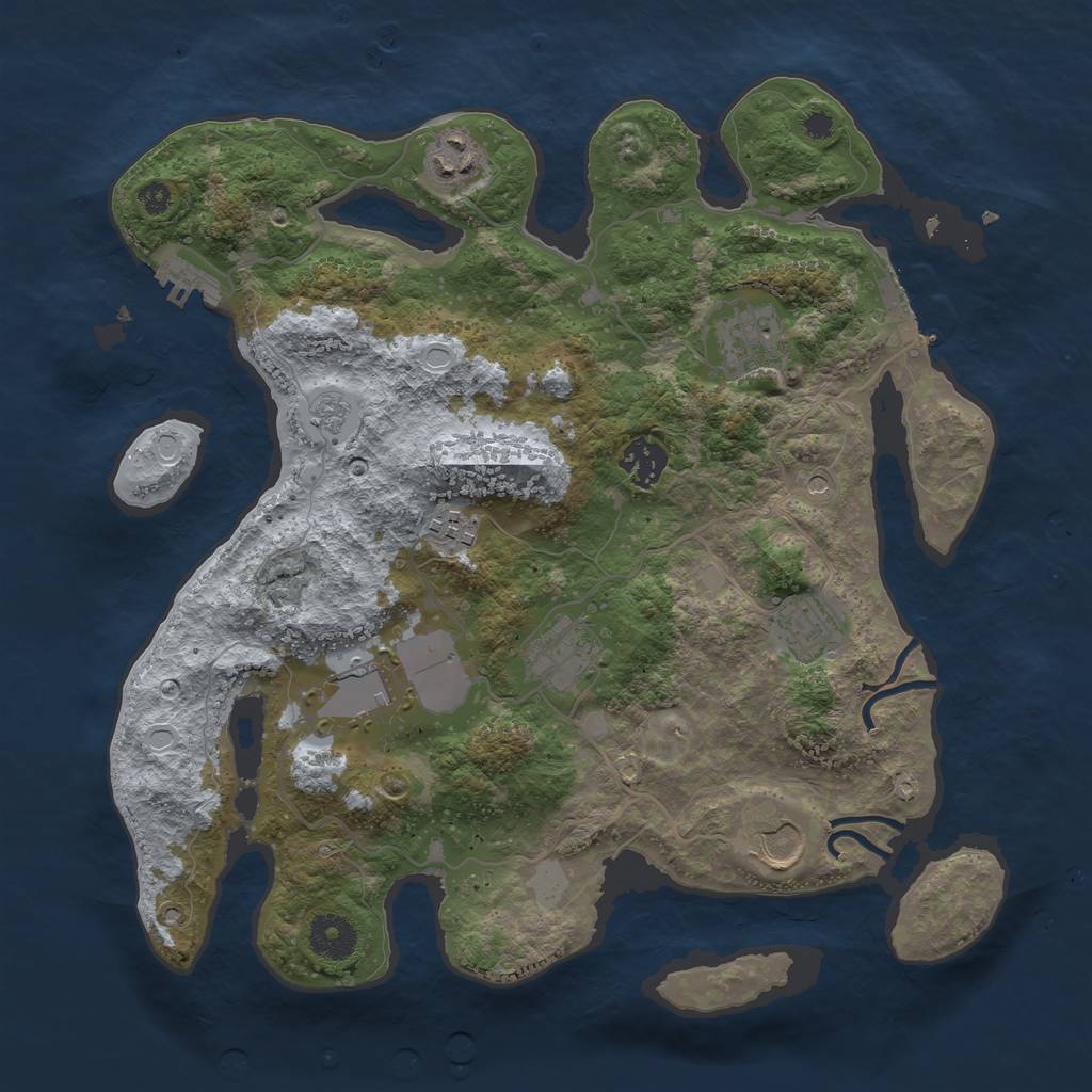Rust Map: Procedural Map, Size: 3500, Seed: 897652311, 17 Monuments