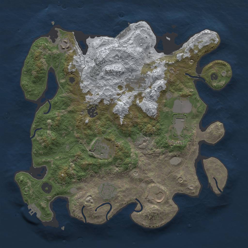 Rust Map: Procedural Map, Size: 3500, Seed: 1912432899, 17 Monuments