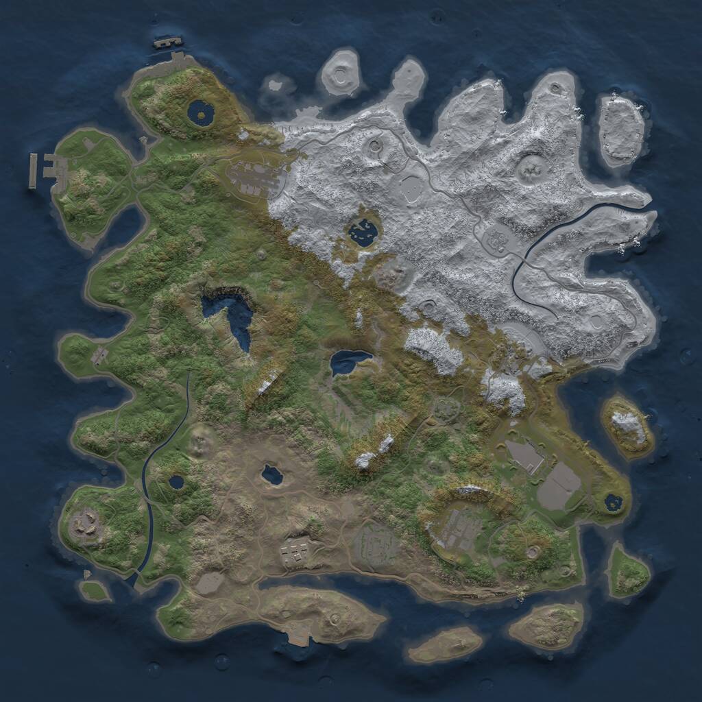 Rust Map: Procedural Map, Size: 4000, Seed: 21164270, 14 Monuments