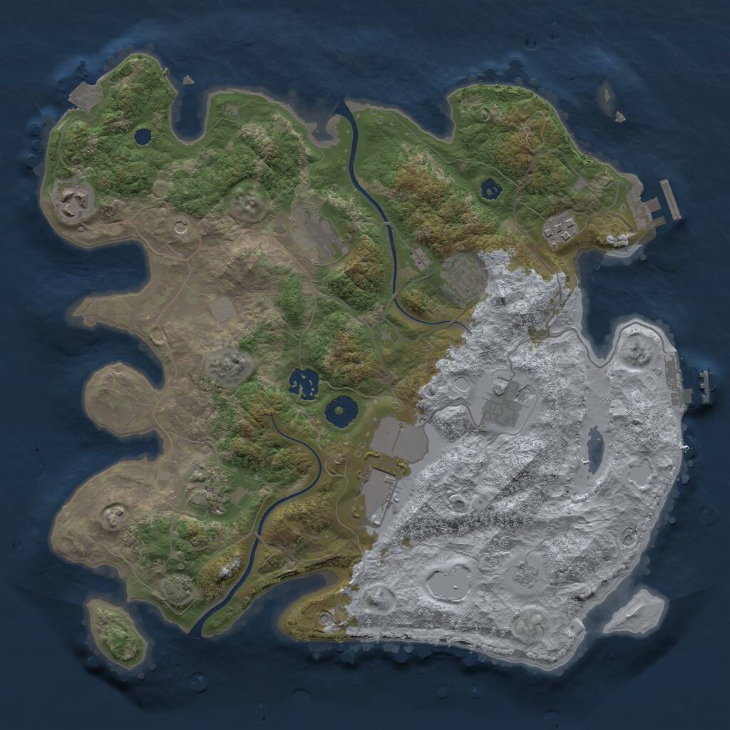 Rust Map: Procedural Map, Size: 3500, Seed: 164147108, 14 Monuments