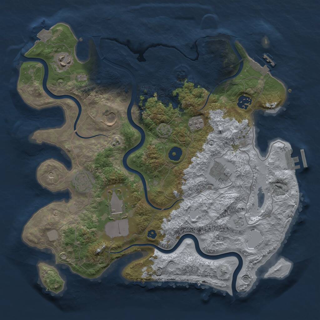 Rust Map: Procedural Map, Size: 3500, Seed: 164147108, 13 Monuments