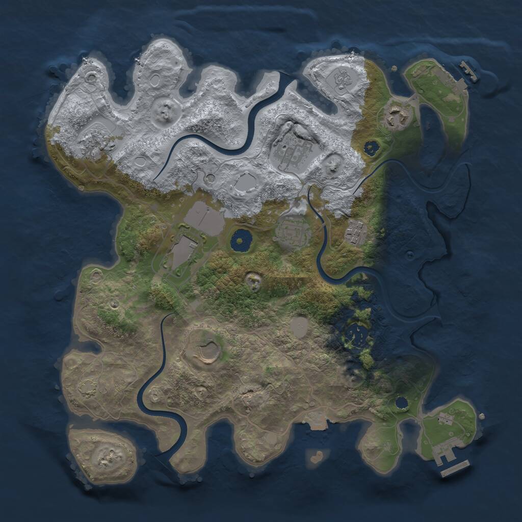 Rust Map: Procedural Map, Size: 3500, Seed: 1218988762, 14 Monuments