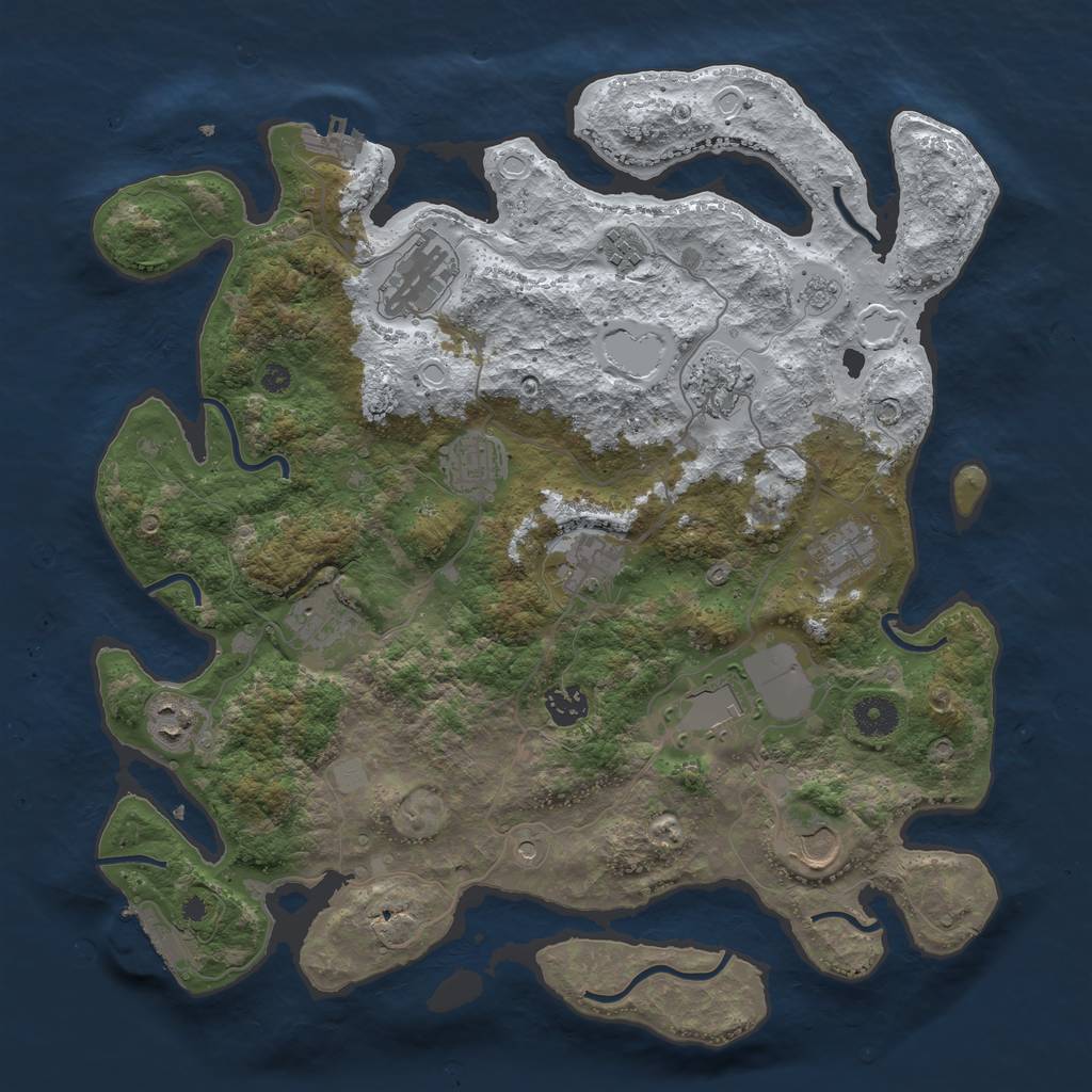Rust Map: Procedural Map, Size: 3850, Seed: 126589486, 20 Monuments