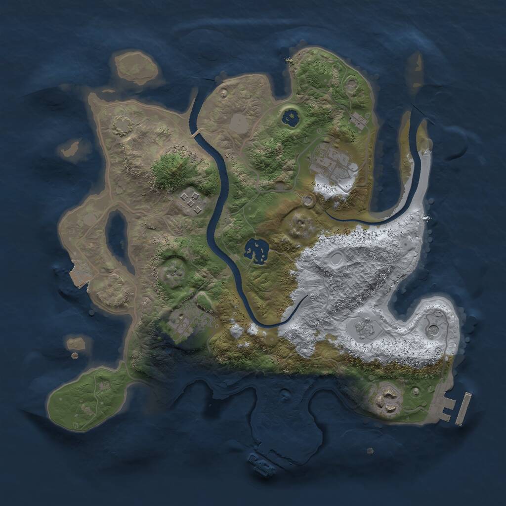 Rust Map: Procedural Map, Size: 3000, Seed: 1023694269, 11 Monuments