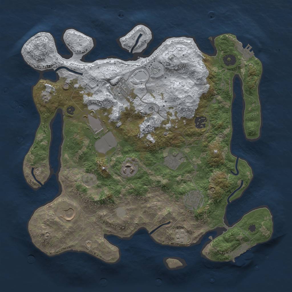 Rust Map: Procedural Map, Size: 3500, Seed: 1887244549, 17 Monuments