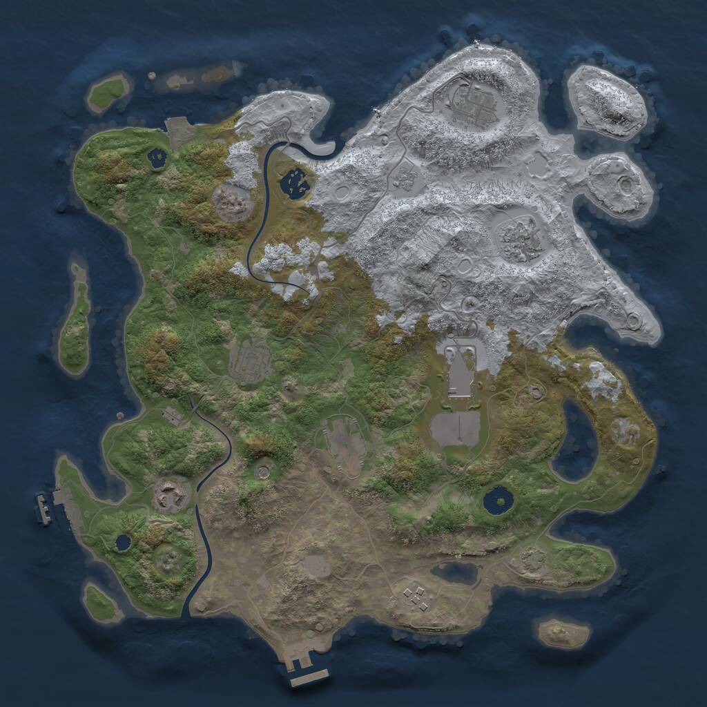 Rust Map: Procedural Map, Size: 3700, Seed: 803071695, 14 Monuments