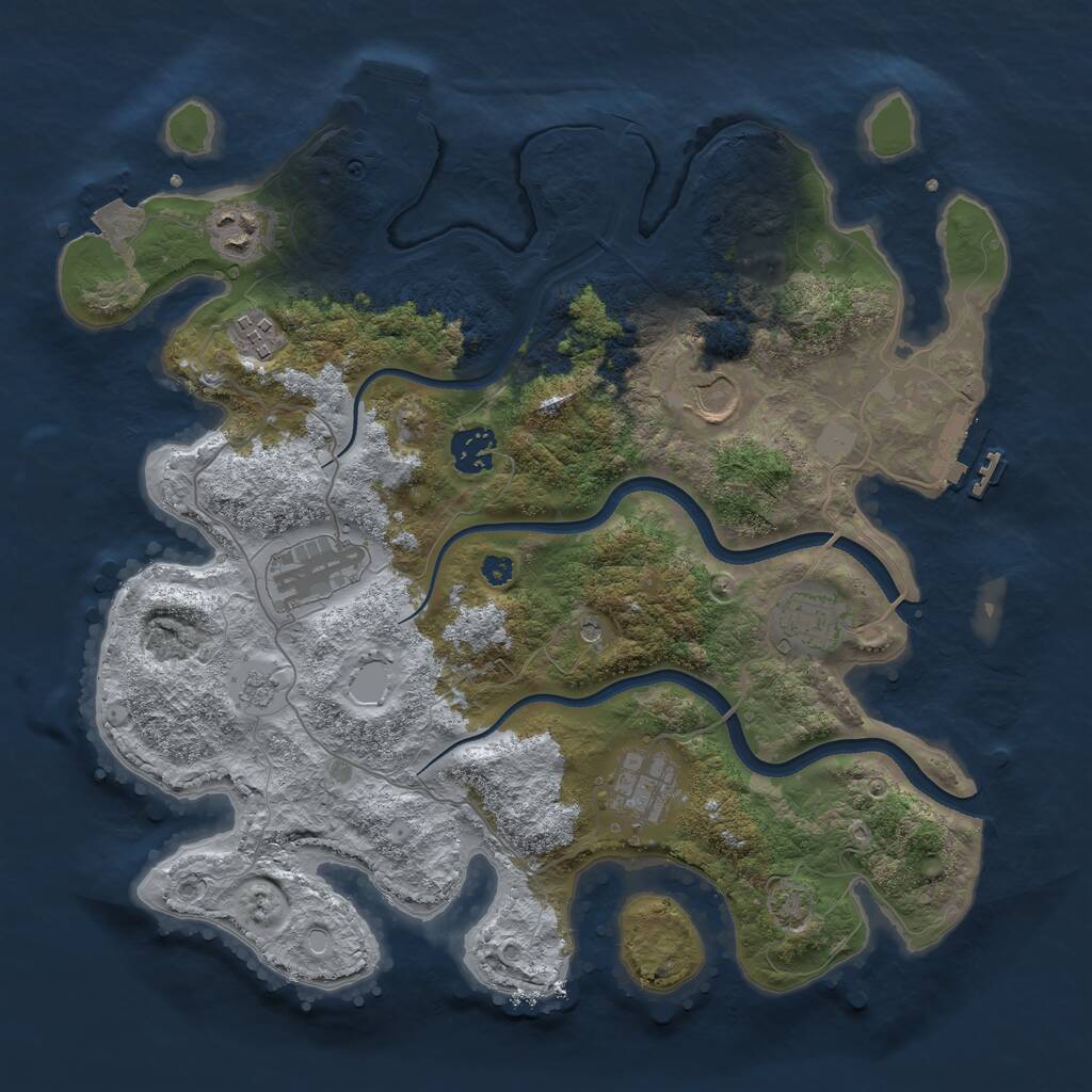 Rust Map: Procedural Map, Size: 3500, Seed: 639234, 13 Monuments