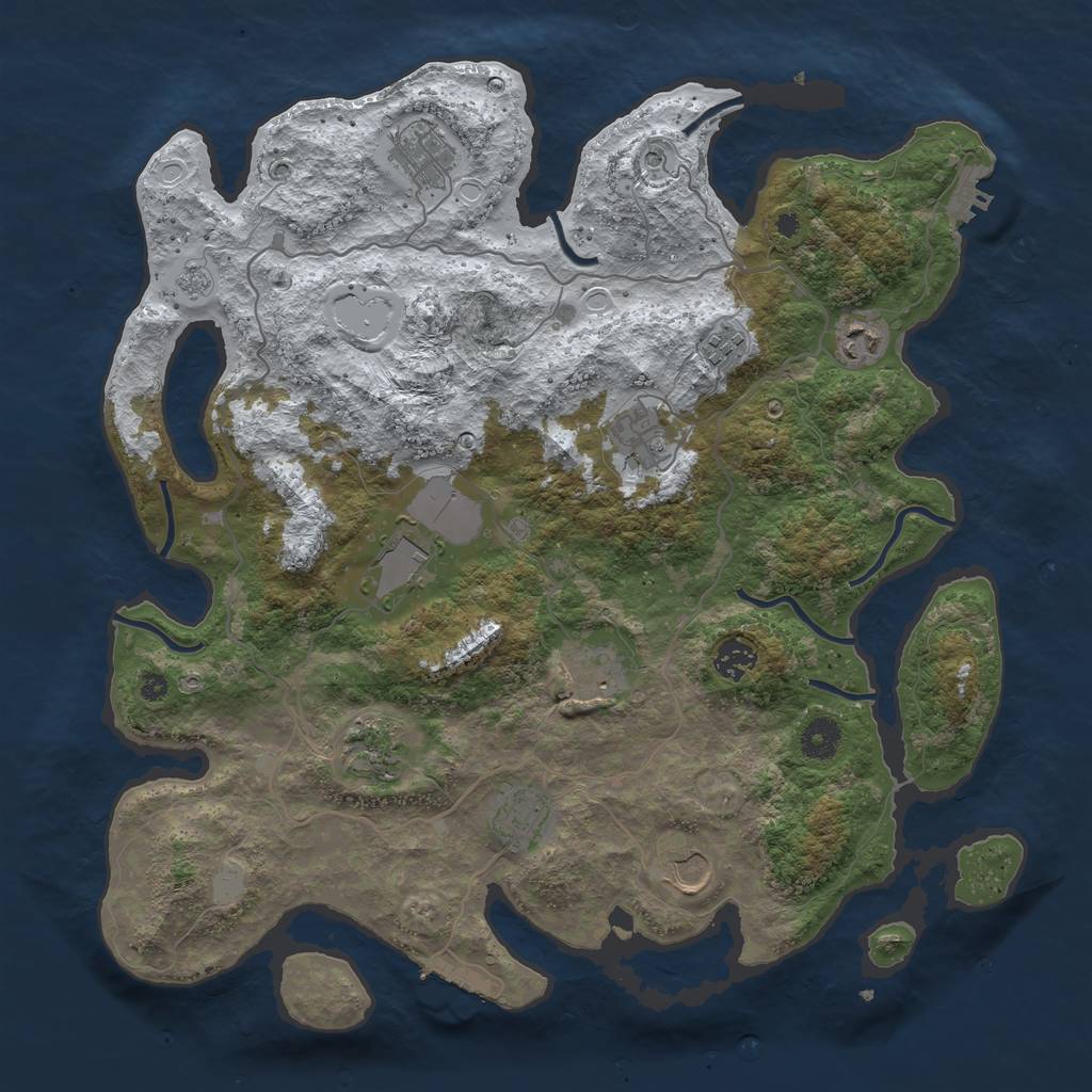 Rust Map: Procedural Map, Size: 4000, Seed: 1373725552, 19 Monuments