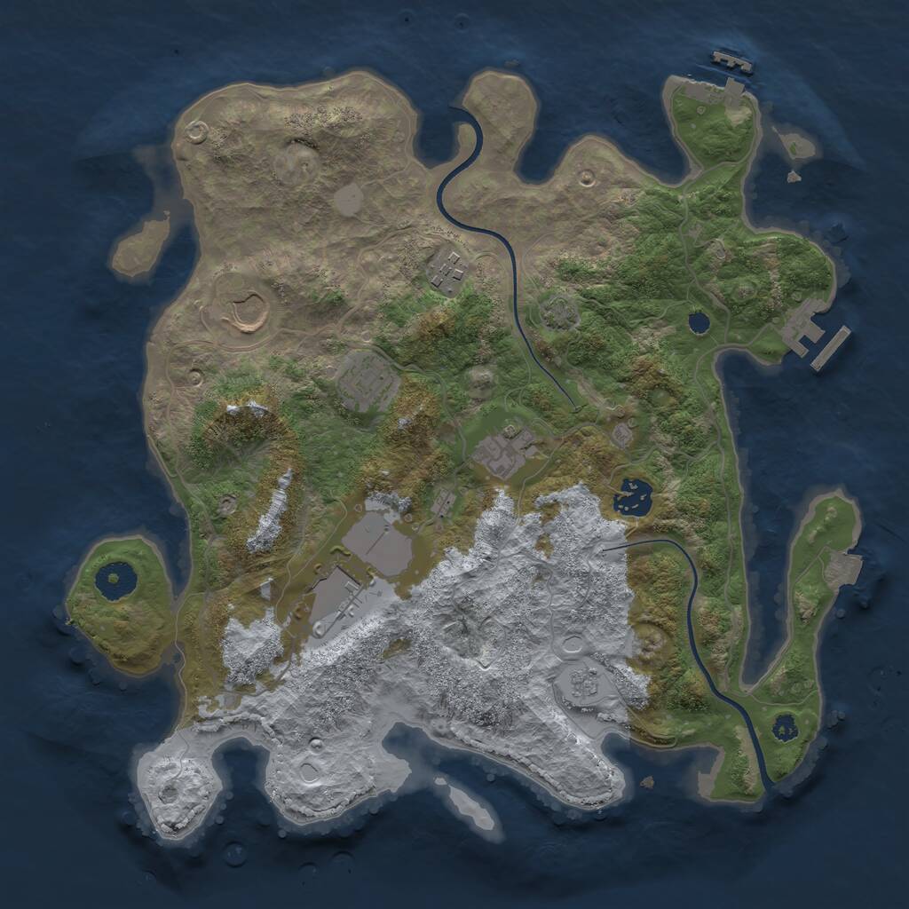 Rust Map: Procedural Map, Size: 3500, Seed: 9735, 11 Monuments