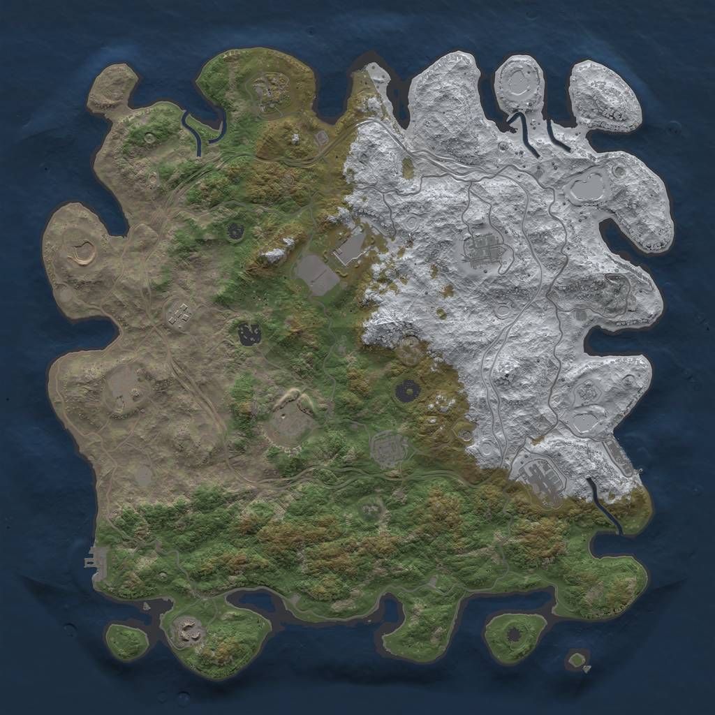 Rust Map: Procedural Map, Size: 4500, Seed: 137459101, 20 Monuments