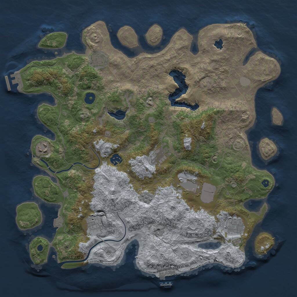 Rust Map: Procedural Map, Size: 4000, Seed: 1948290927, 14 Monuments