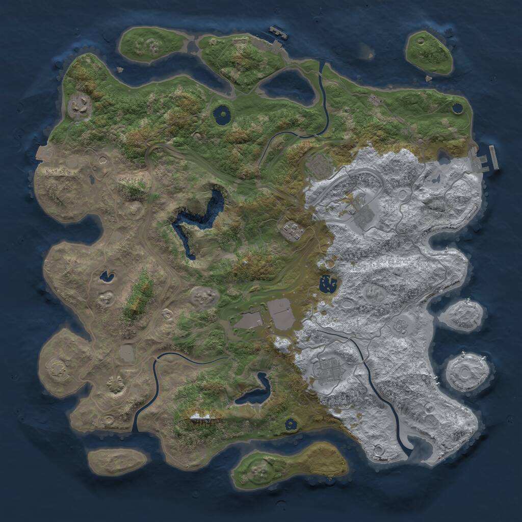 Rust Map: Procedural Map, Size: 4250, Seed: 353495494, 13 Monuments