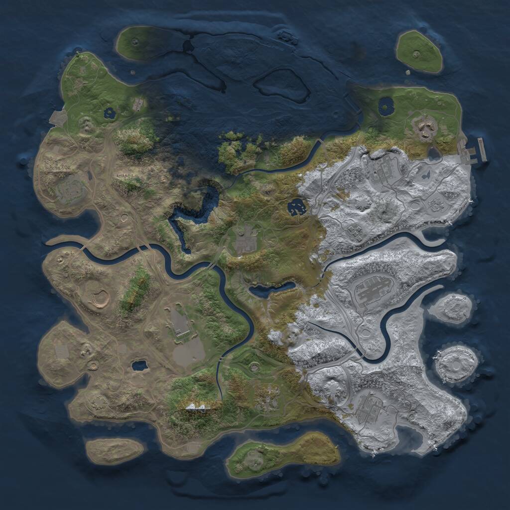 Rust Map: Procedural Map, Size: 4250, Seed: 353495494, 17 Monuments